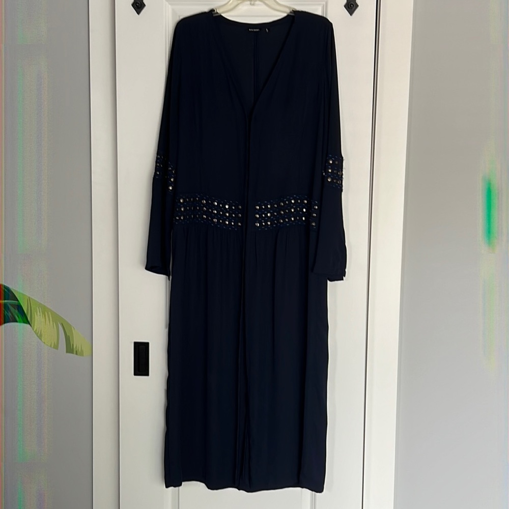 Tildon navy beaded duster
